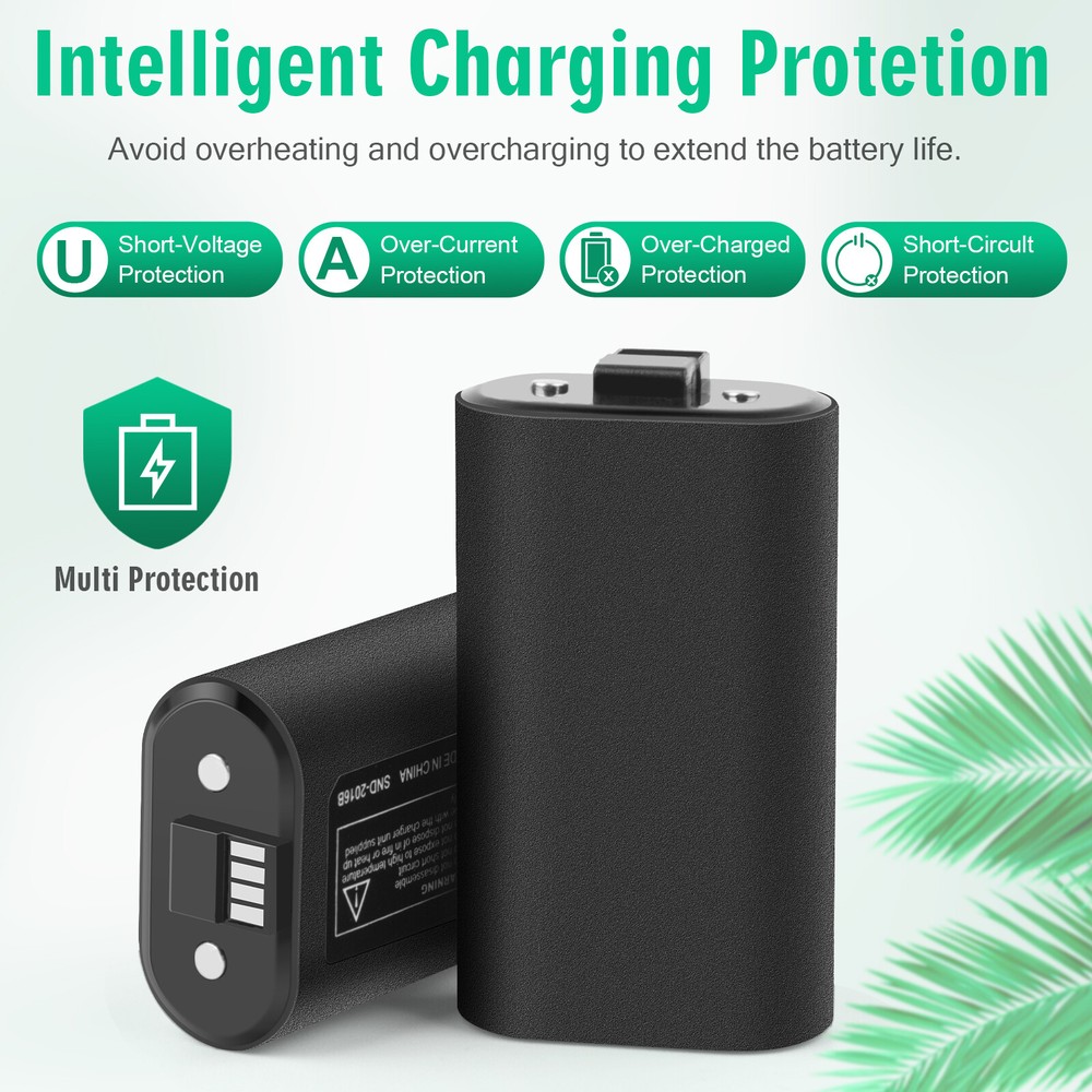 2x Rechargeable Battery Pack For XBox One Controller + USB/Type C Charging Cable