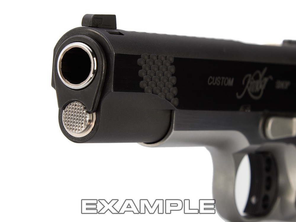 Recoil Spring Plug for 1911, 5" Silver Serated Pattern Engraved, NDZ Performance