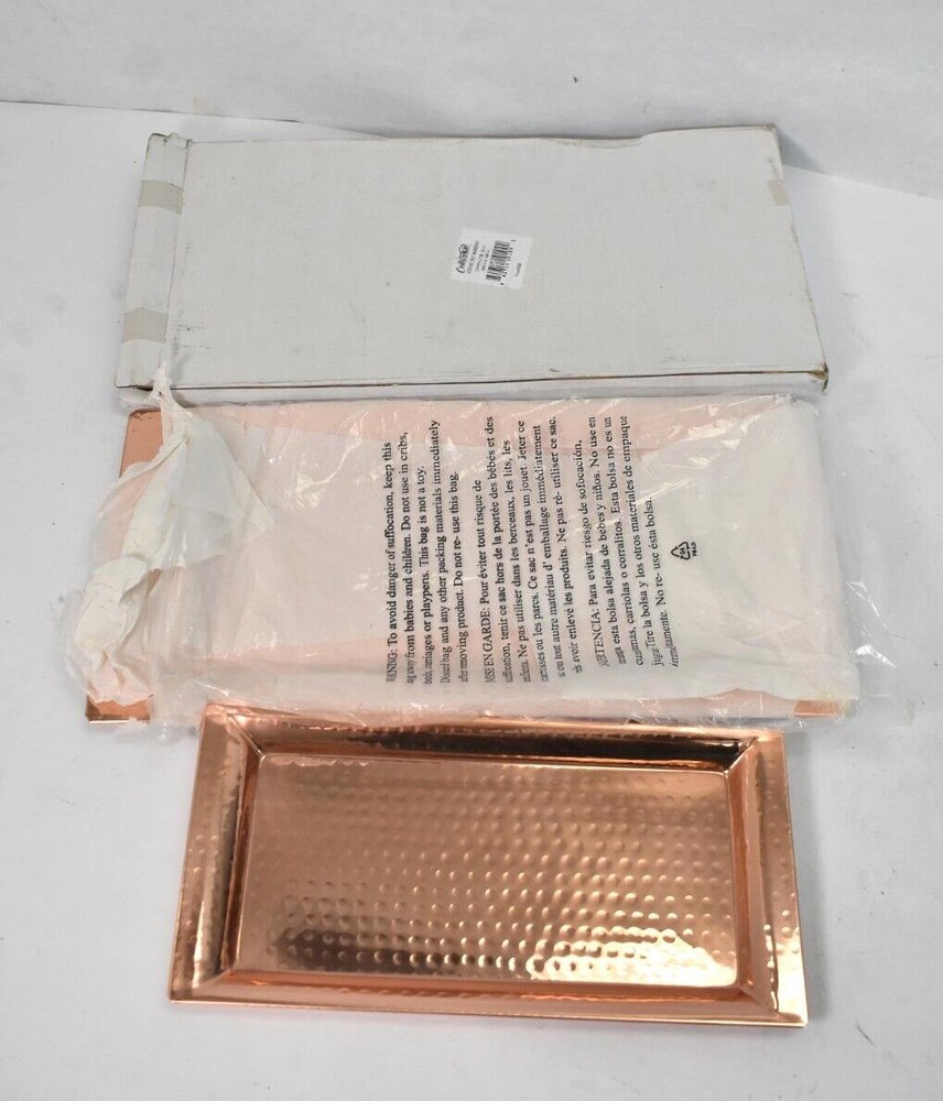 Hammered Tray 2 Pack Serving Platters Rectangular Dishes 16" x 8" & 12" x 6"