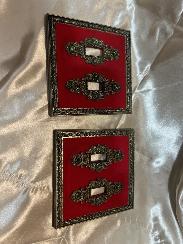 1970S Brass Light Switch Covers Red Velvet