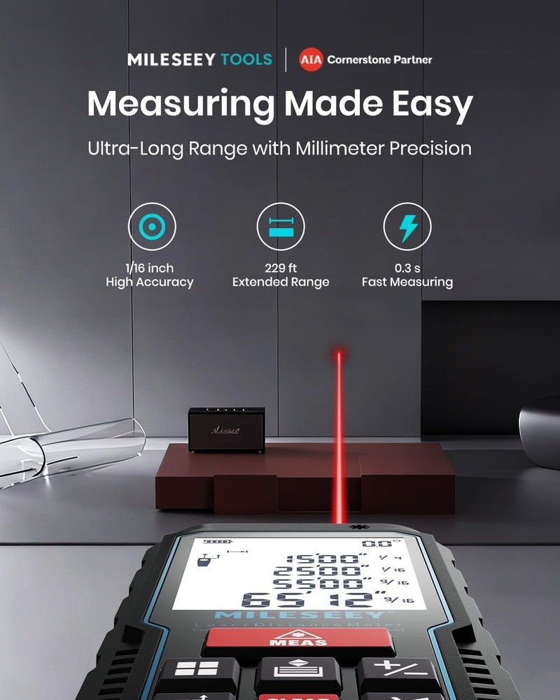 Accurate 229ft Laser Tape Measure with Upgraded Angle Sensor & Backlit Display