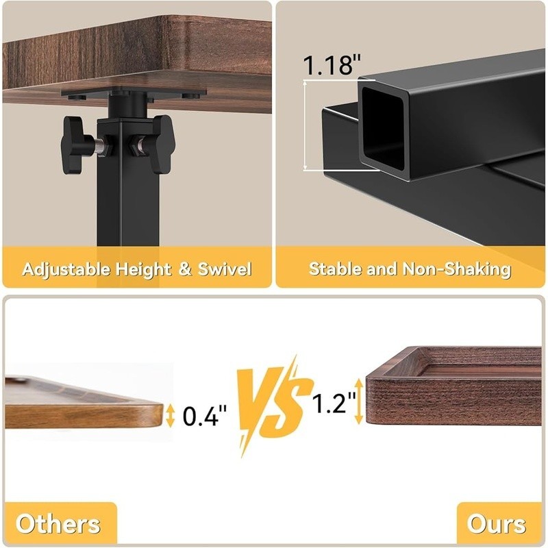 Adjustable Height Rolling C Side Table Multifunctional Laptop Snacks Living Room