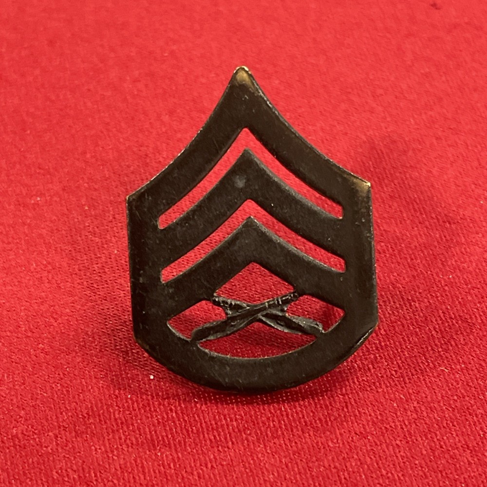 USMC Black Metal Solid Brass (SSGT) Staff Sargent E-6 Chevron