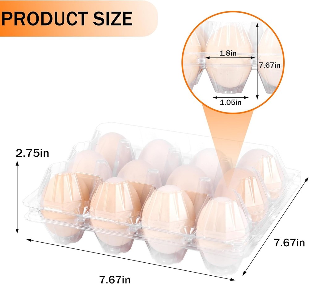 100 Pack 12 Count Plastic Egg Cartons Bulk Cheap Clear Reusable Egg Containers