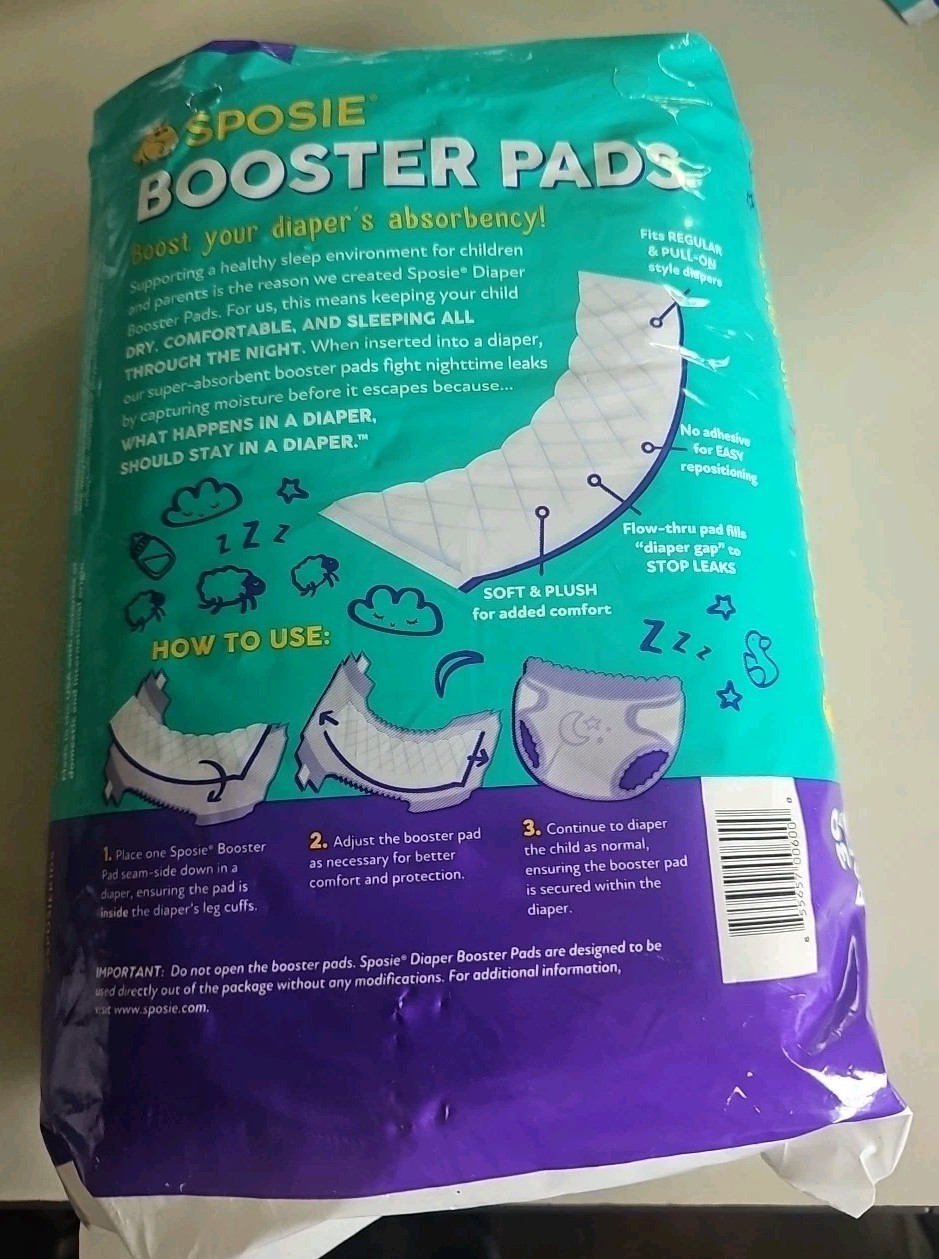 Sposie Booster Pads For Use With Diapers Size 4-6 New 30 Pads