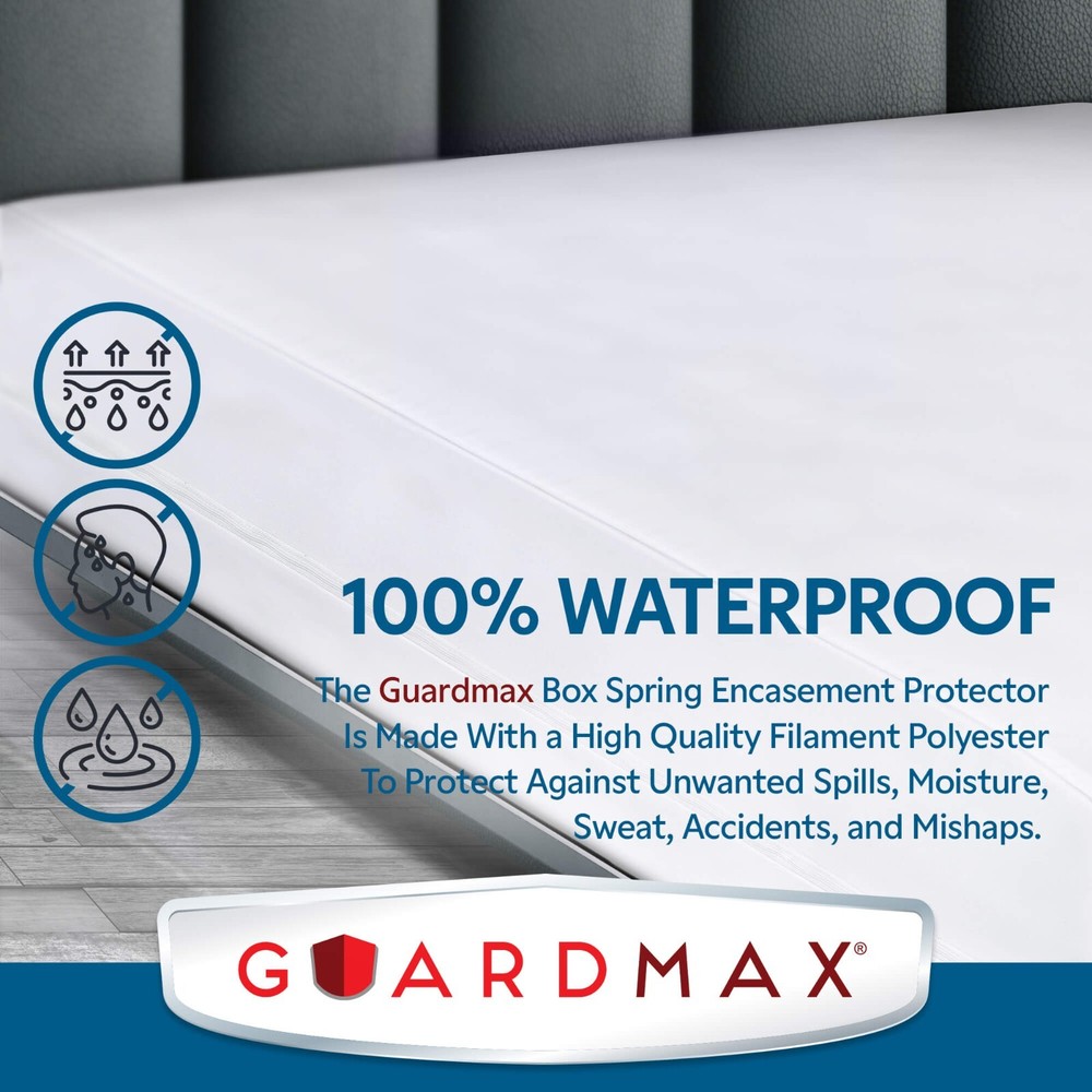 Guardmax Waterproof Box Spring Protector Encasement with Zipper
