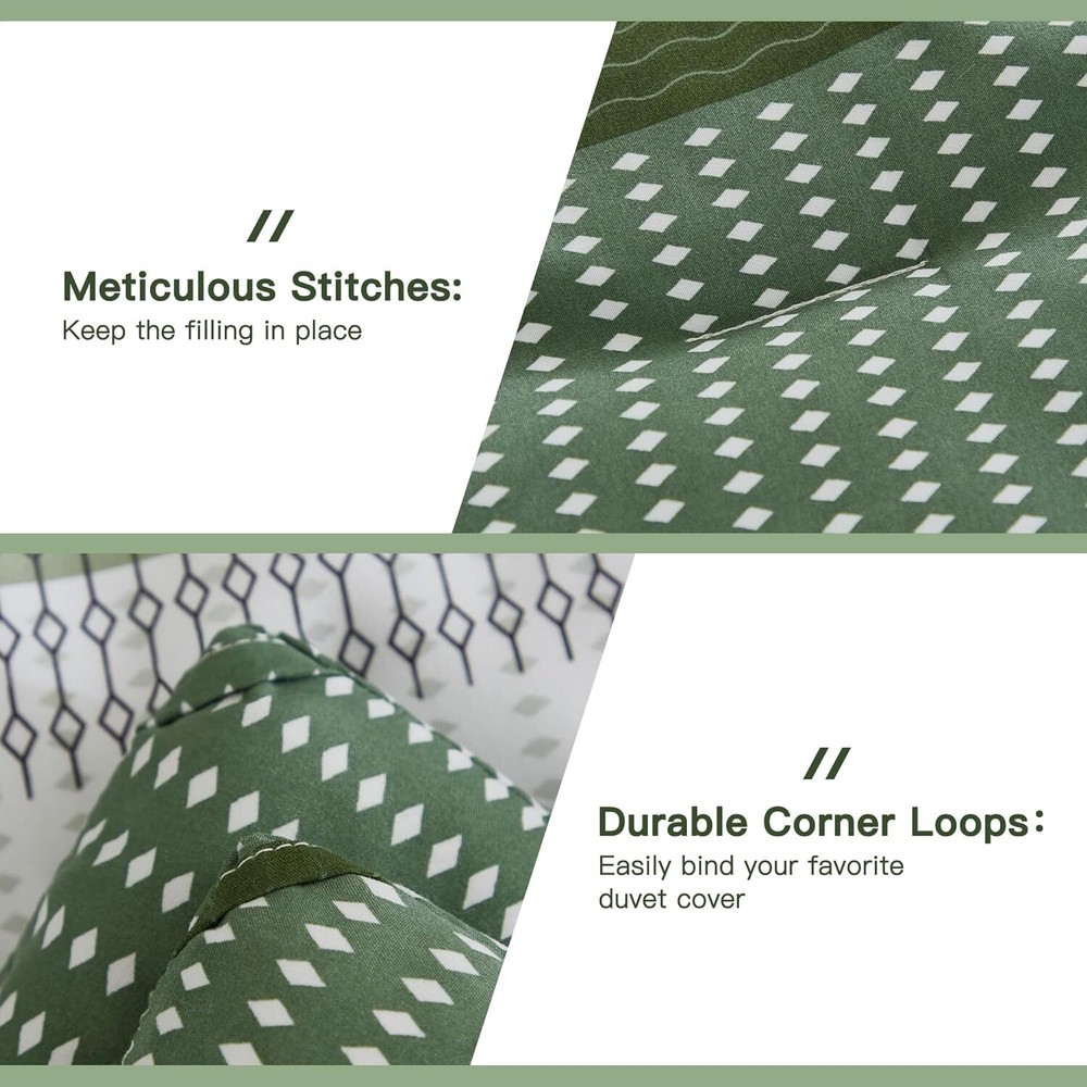 Litanika Olive Green Comforter Set Queen - 3 Pieces Queen,