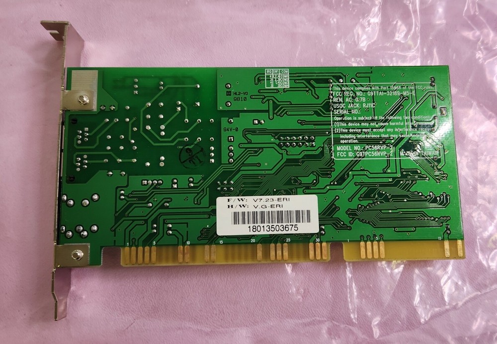 Cyber Bulllet E-Tech PC56 RVP 56K Fax Modem