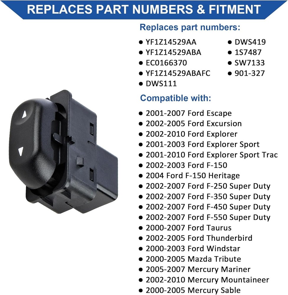Passenger Side Power Window Switch Compatible with Ford F150 2002-2003, 2002