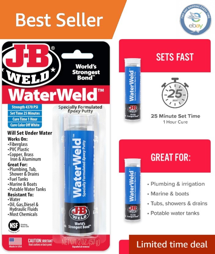 Versatile WaterWeld Epoxy Putty Stick - Waterproof, 2 oz. Repair Solution