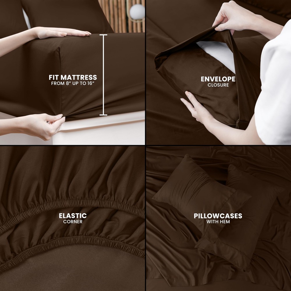 Utopia Bedding King Bed Sheets Set - 4 Piece Bedding - Brushed Microfiber - S...