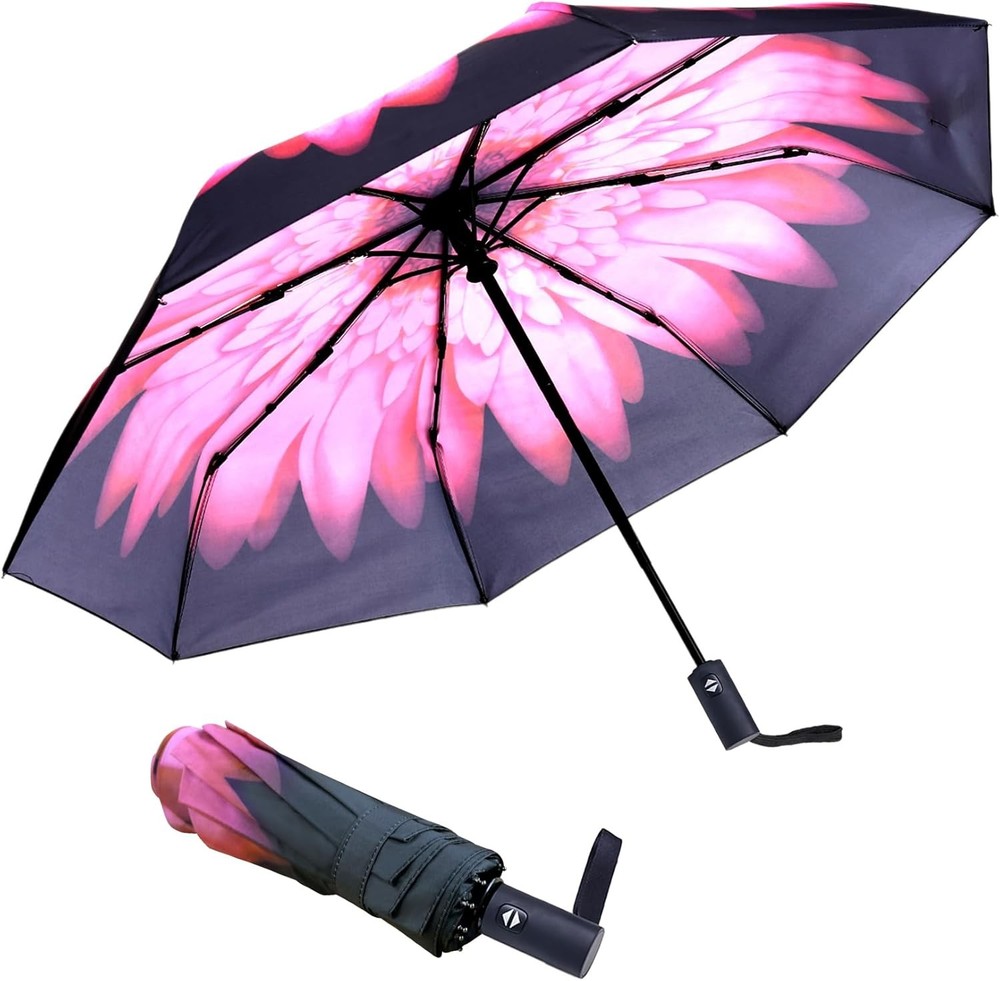 Travel Essentials Umbrella Windproof Compact Collapsible Light Automatic Strong
