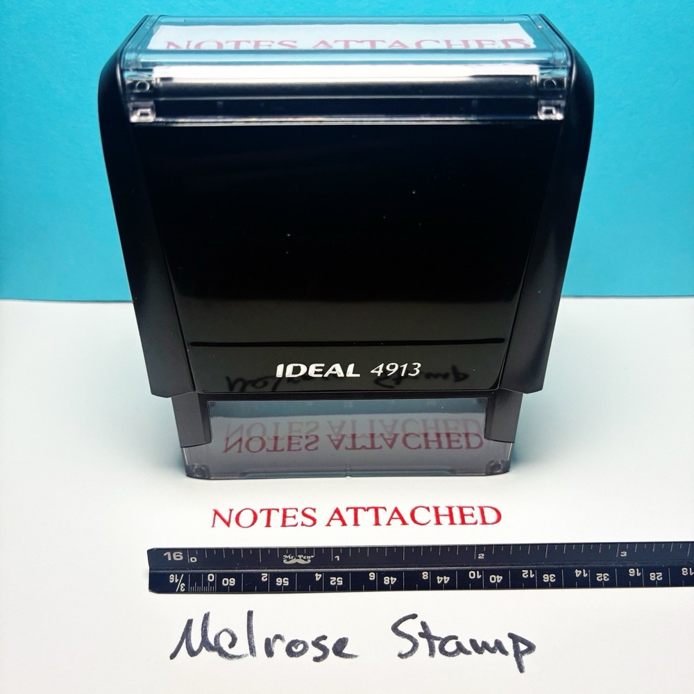 Notes Attached Rubber Stamp Red Ink Self Inking Ideal 4913