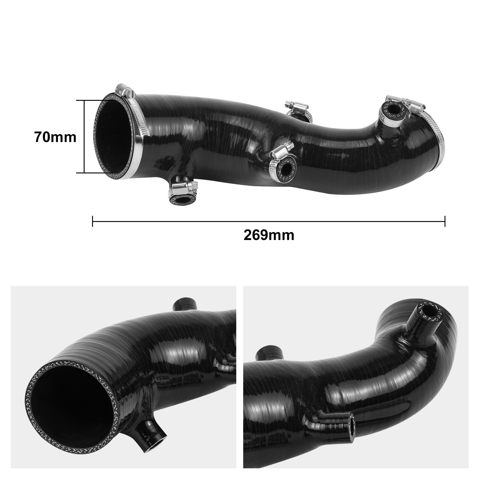 For Yamaha Raptor 700R YFM700 Silicone Air Intake Hose #2LS-14453-00-00 Black
