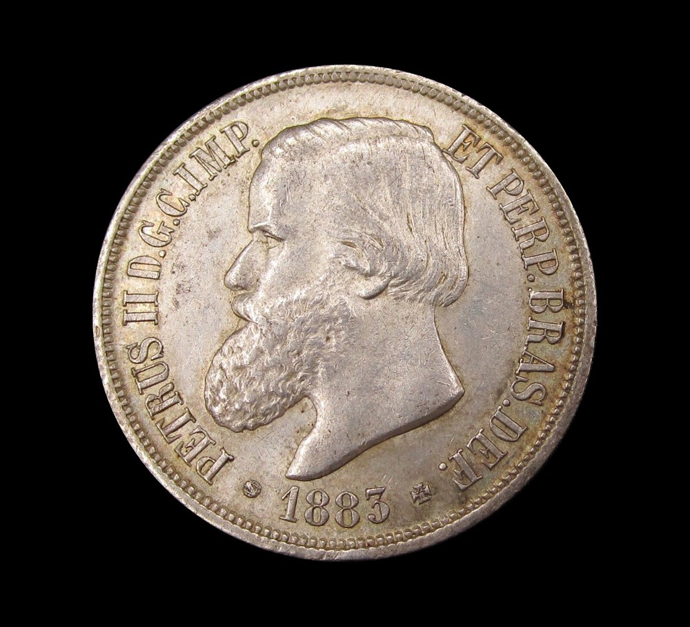 BRAZIL 1883 SILVER 1000 REIS - GEF