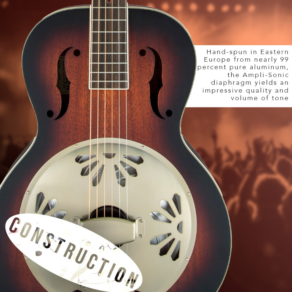 Gretsch 6 String Acoustic Electric Resonator Guitar 2 Color Sunburst