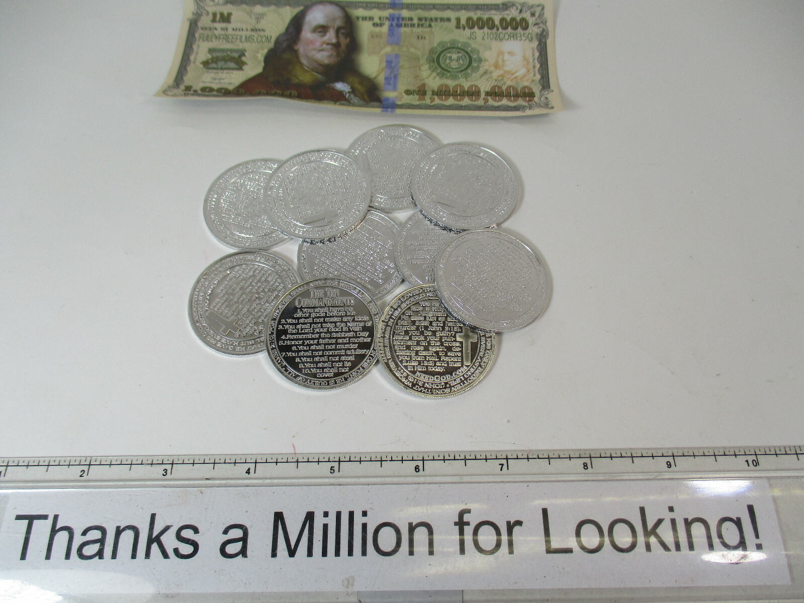 (10) Coins with The Ten Commandments on Them US Silver Dollar Size Tract s UNC