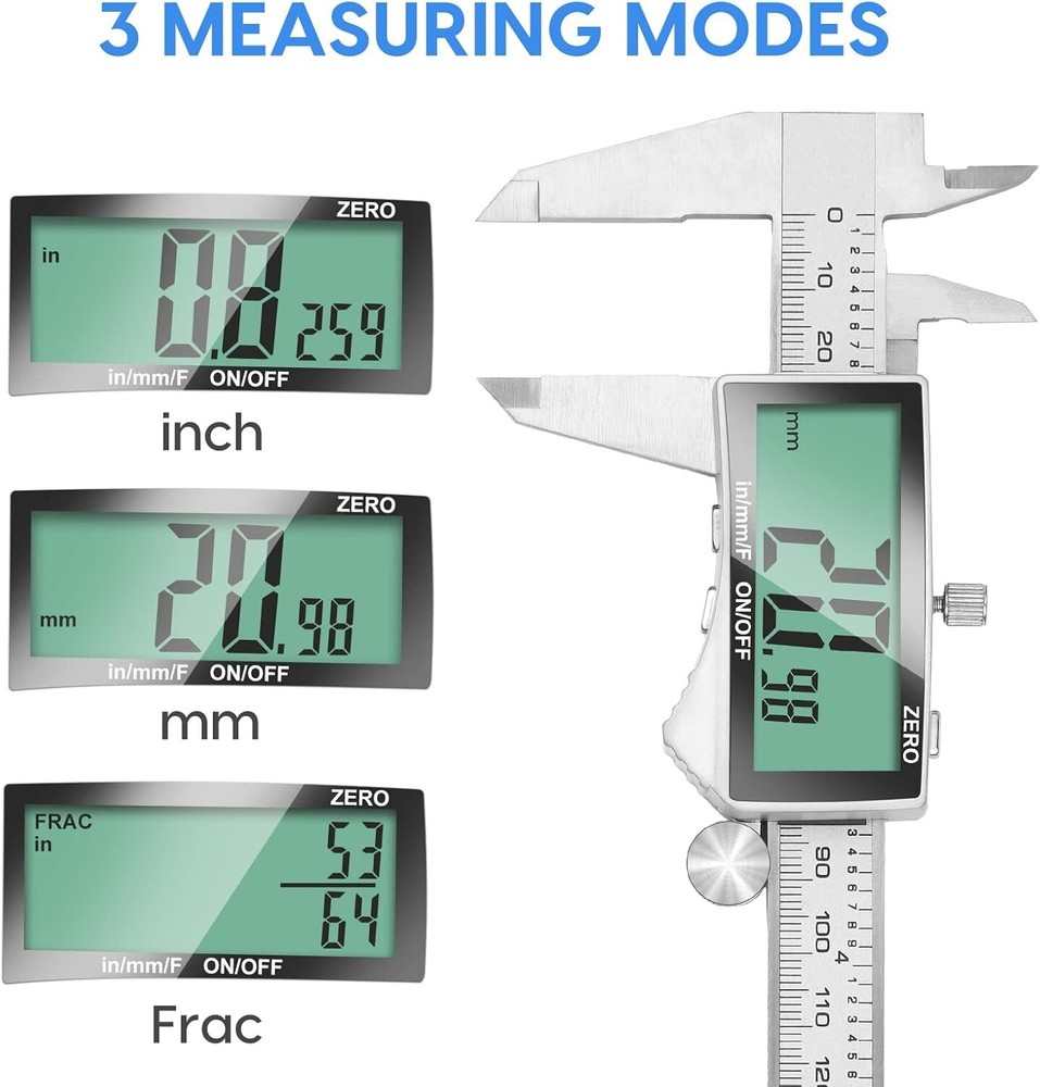 6 Inch Digital Caliper Tool with Waterproof Design and Extra Large LCD Display