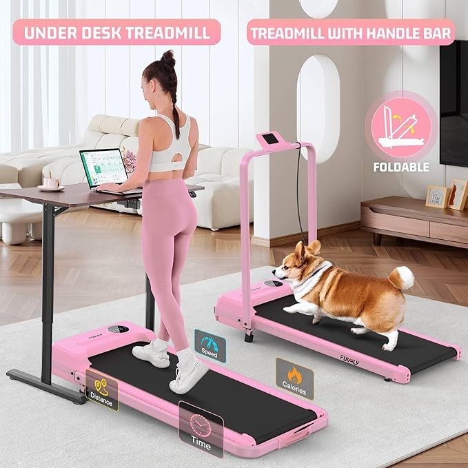 Walking Pad Treadmill with Incline and Handle Bar,Foldable Treadmill for HomeGym