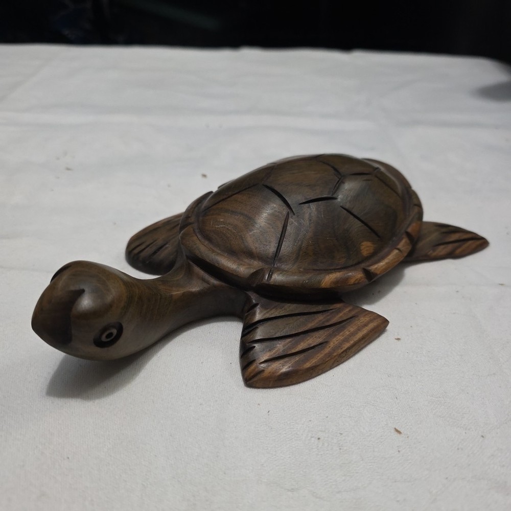 Wooden Hand Carved Turtle Approximately 8”