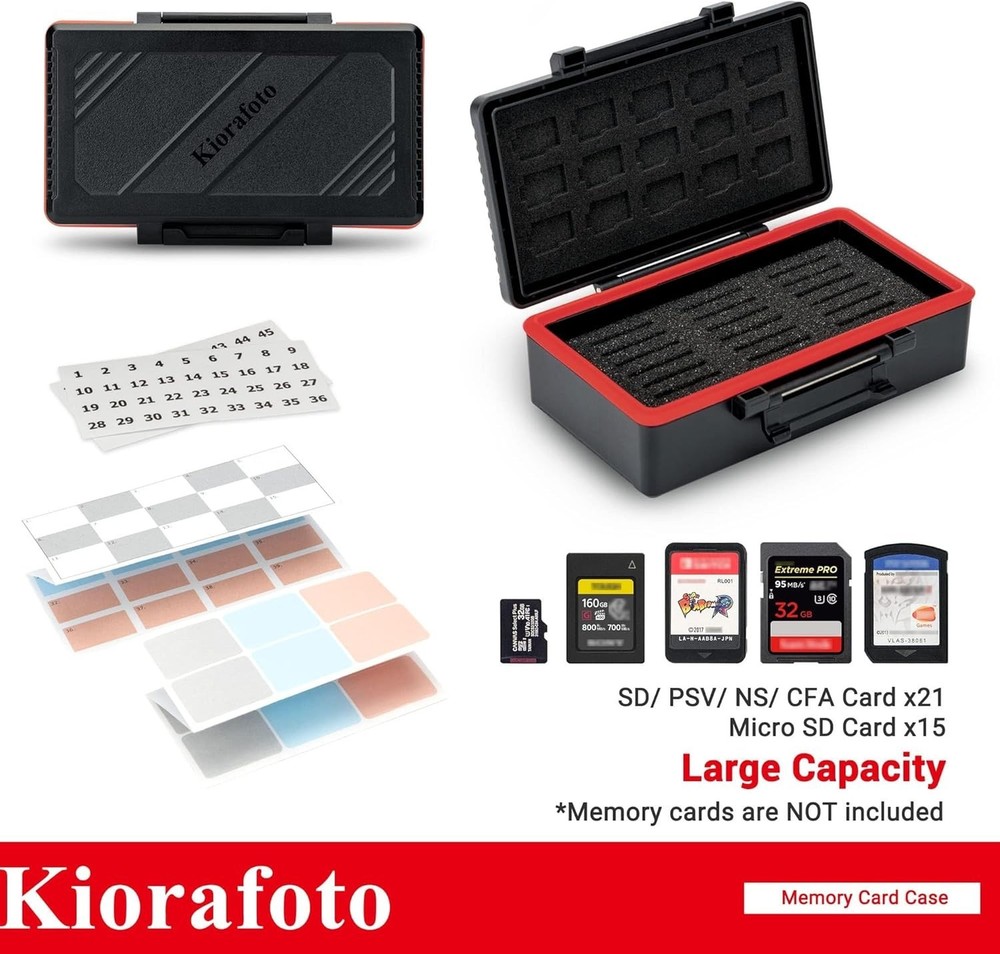 Durable Vertical Memory Card Organizer - Holds 36 Cards, Includes Stickers