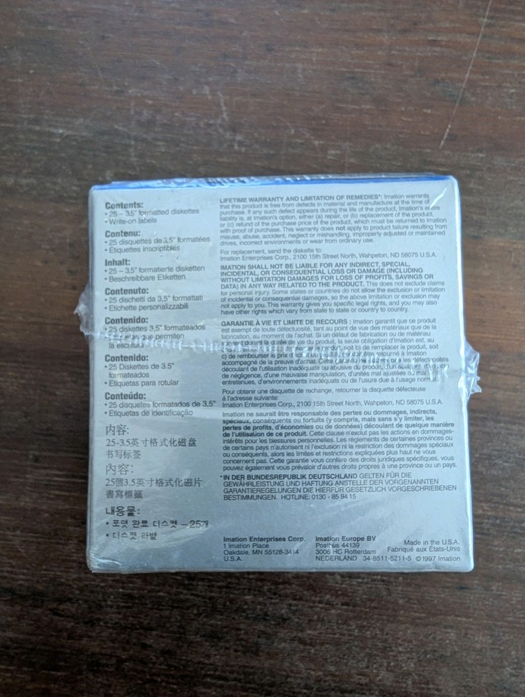 Imation 3M High Density IBM Formatted 3.5" Floppy Diskettes DS,HD 25-Pack