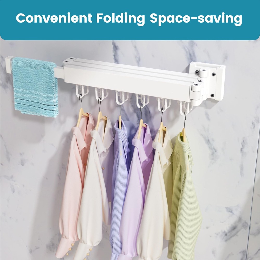 Clothes Drying Rack Wall Mounted, Laundry Drying Rack Collapsible, Foldable &...