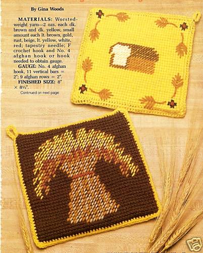 FALL HARVEST Potholders/Crochet Pattern