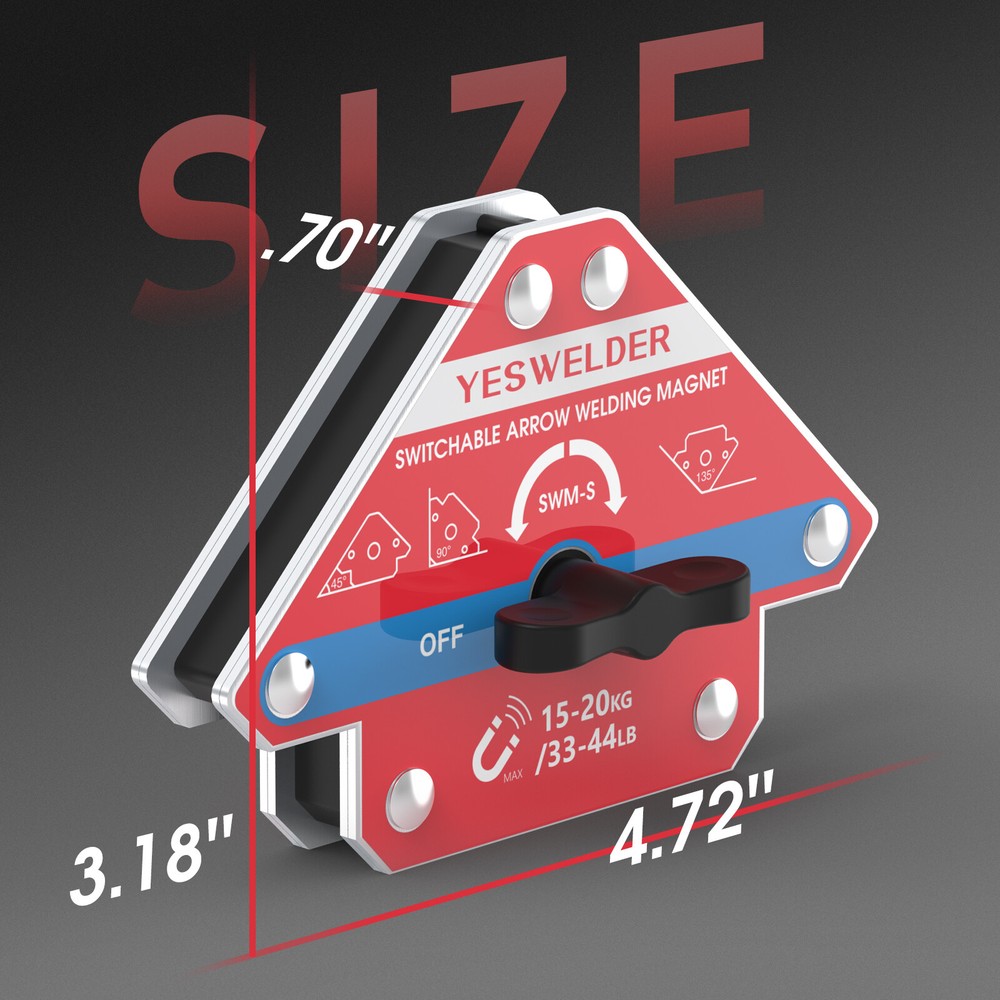 33-44LB Switchable Arrow Welding Magnet, versatile angles for 45°/90°/135°