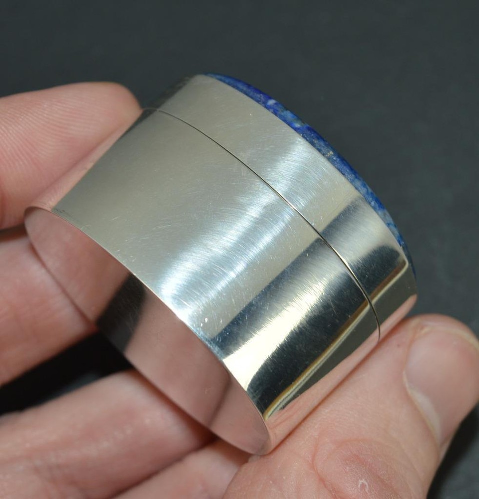 Sterling Silver and Lapis Lazuli Oval Shaped Box
