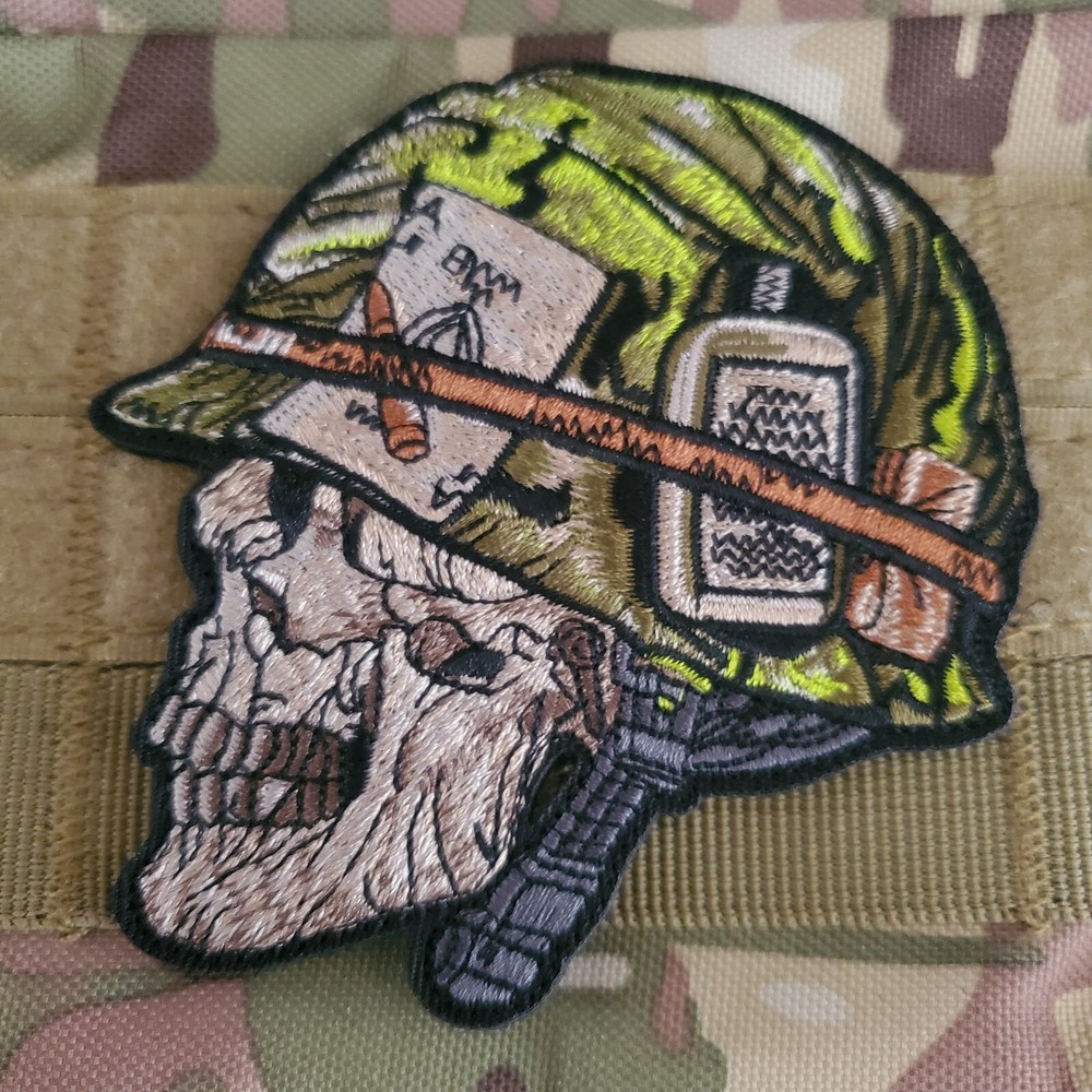 SKELETON WARRIOR Embroidered Tactical Morale Patch Hook and Loop