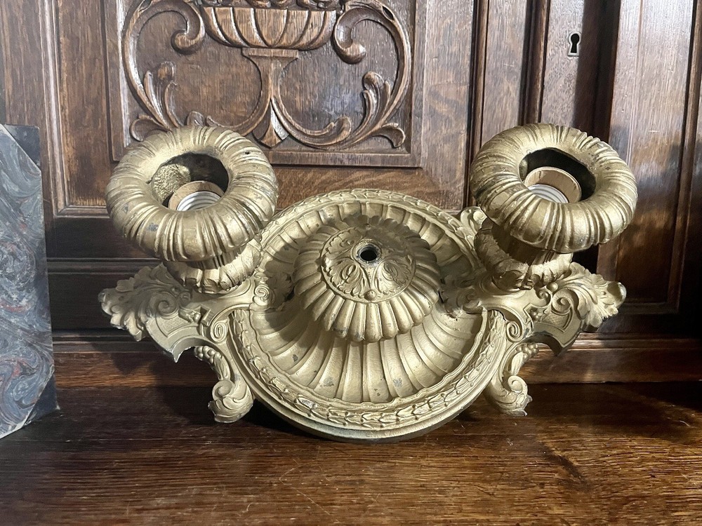 Antique Cast Iron Gilded Light Fixture Flush Mount Ceiling