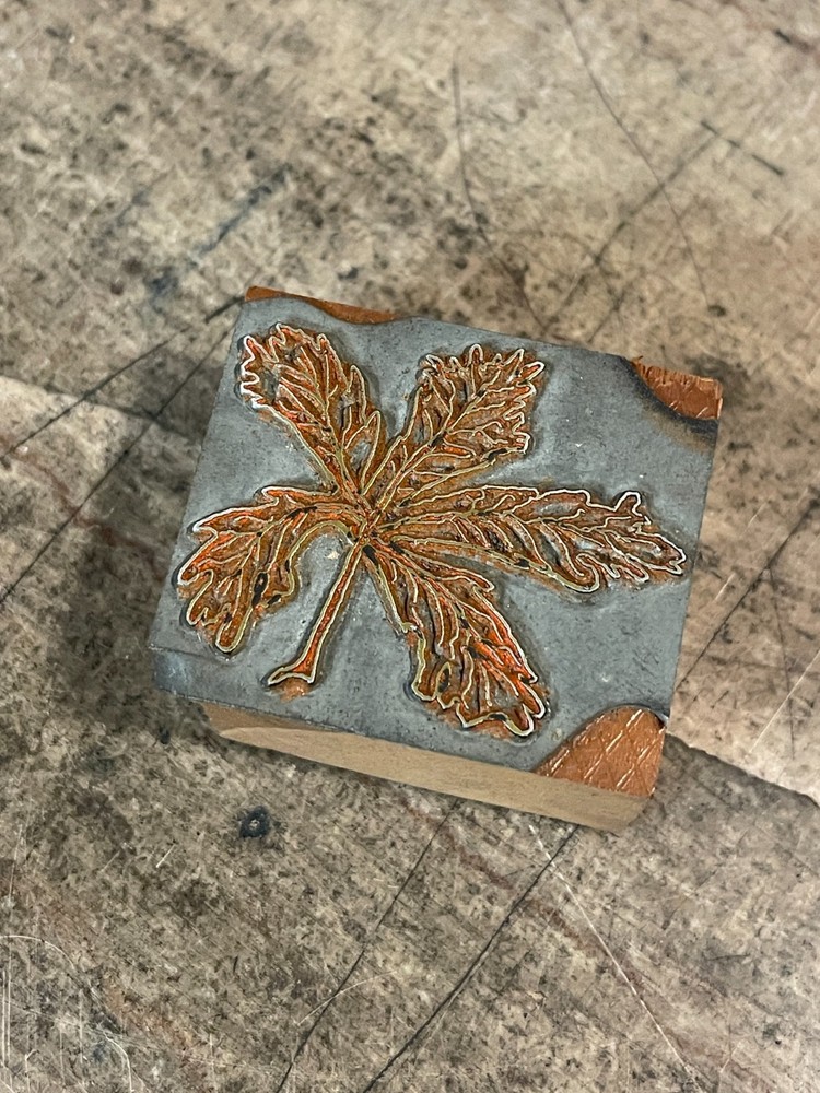 Printing Letterpress Printers Block Autumn Leaf Fall Harvest (617)