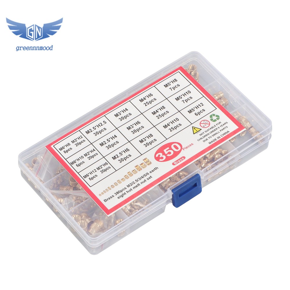 350Pack Threaded inserts kits M2-M6 Metric Internal Thread Rolled Copper Inserts