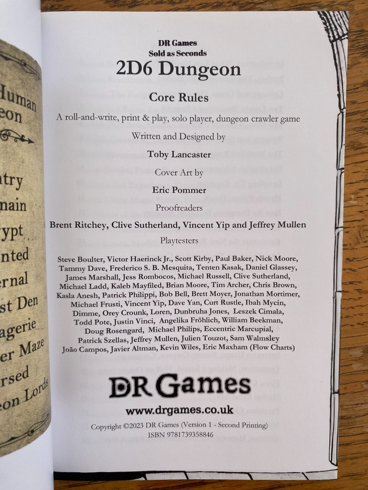 2D6 Dungeon Paperback Edition | DR Games Seconds (#1)