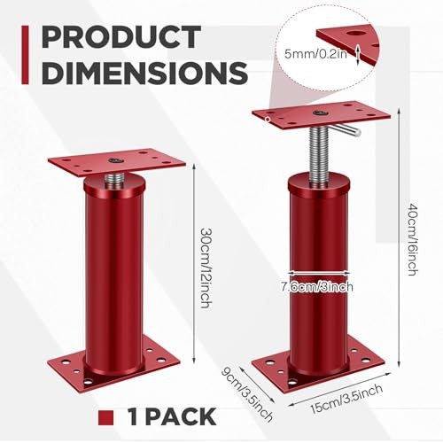 Pack Adjustable Jack Post Height Range, Basement Floor House 12"-16" 2 Red
