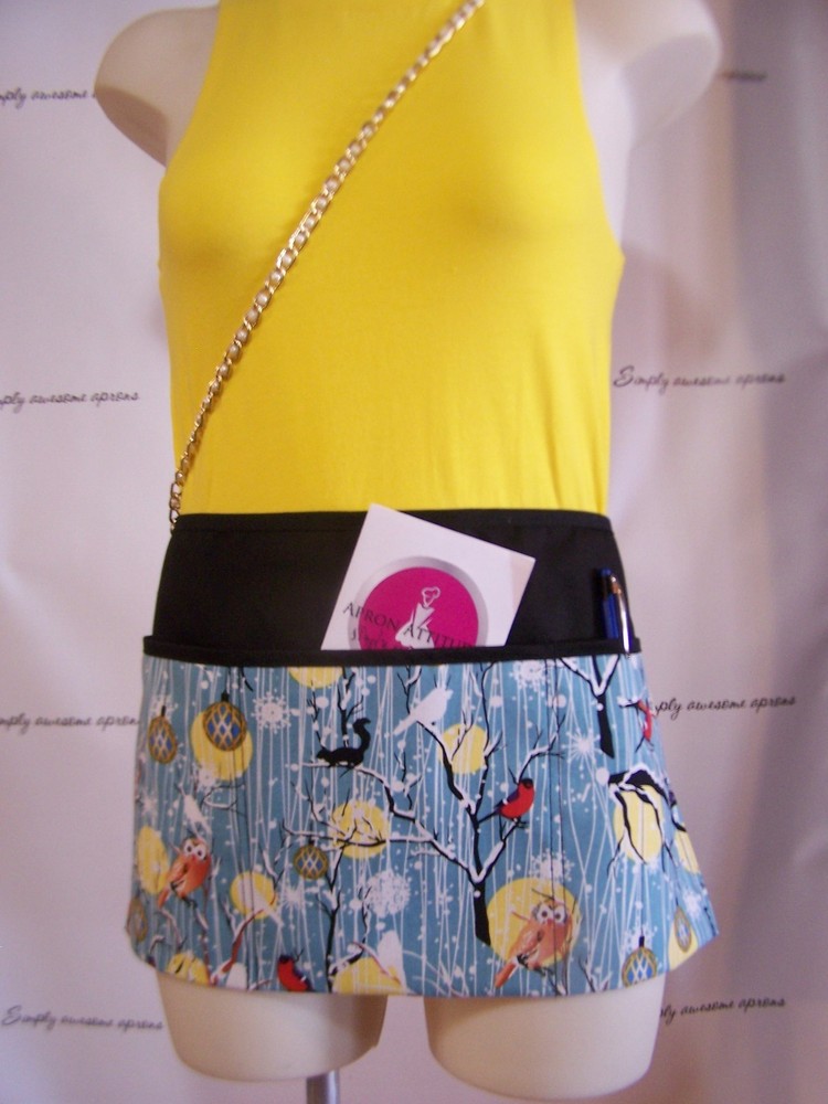 3 pocket waist aprons for servers assorted prints from solid to assorted prints
