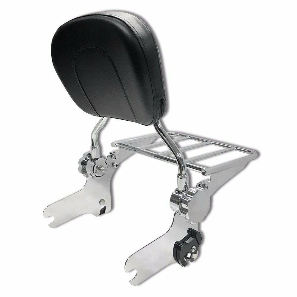 Adjustable Backrest Sissy Bar w/ Luggage Rack for 97-08 Touring Chrome