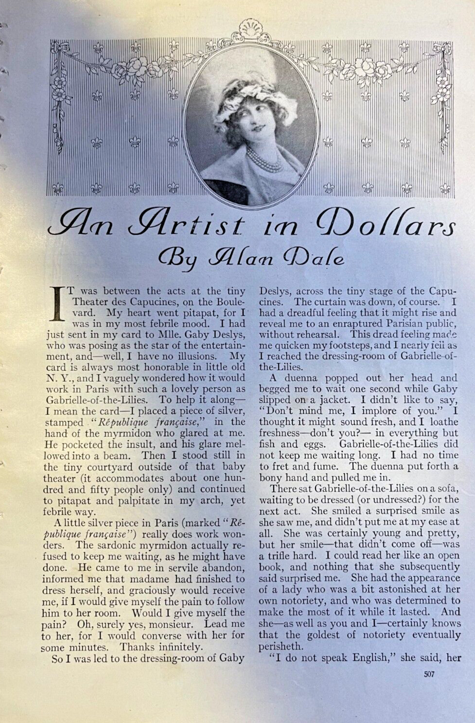 1911 Actress Gaby Delsy illustrated