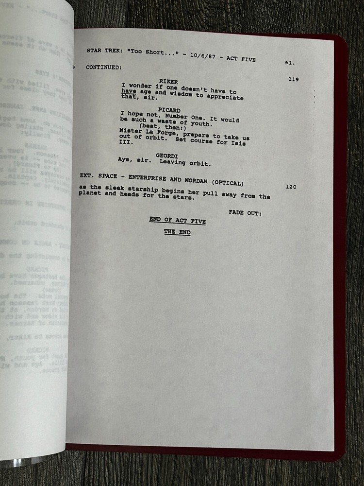 STAR TREK Script The Next Generation Too Short A Season Revised Final Draft 1987