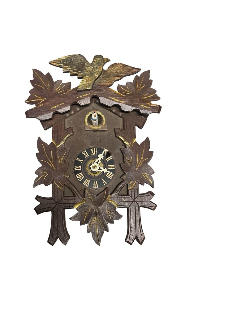 Vintage Germany 1 Day Black Forest Cuckoo Clock Bird Leafs EMPTY NO CLOCK