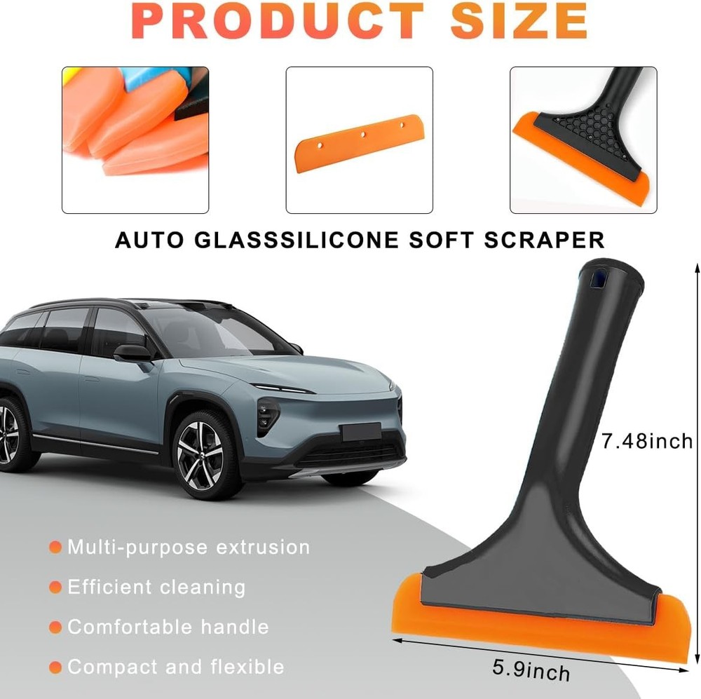 Small Silicone Window Squeegee, 5.9 Inch Car Windshield Water Blade Black