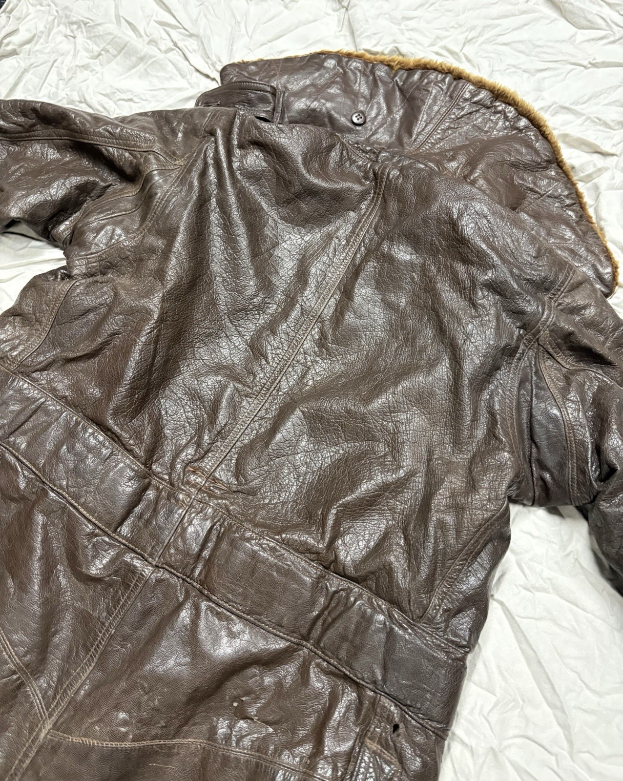 WWII US Navy Colvinex CFN-24 Leather Electrically Heated Flight Suit Size 40