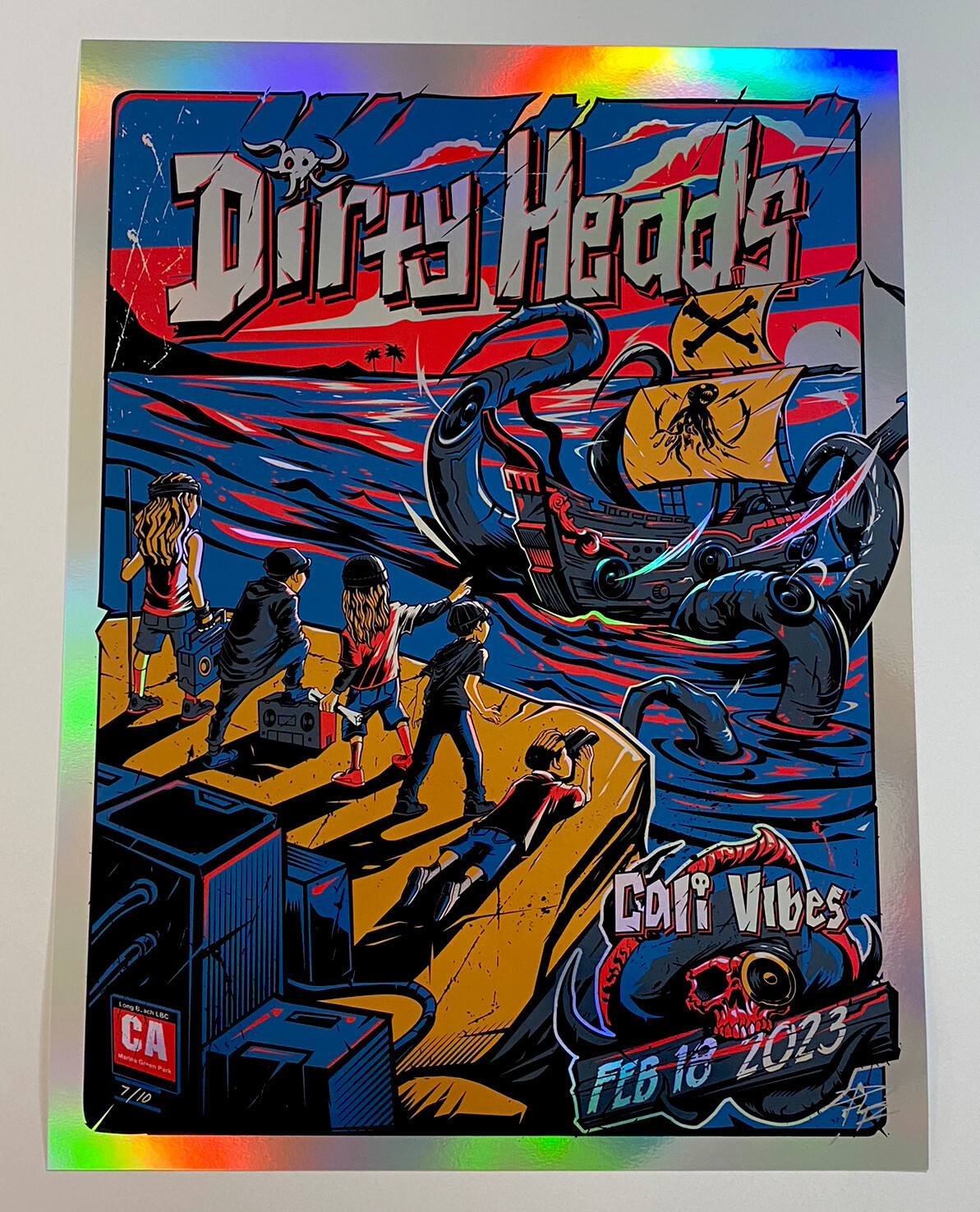 Dirty Heads Poster Cali Vibes 2/18/23 Rainbow Foil Silkscreen Official S/N X/10!
