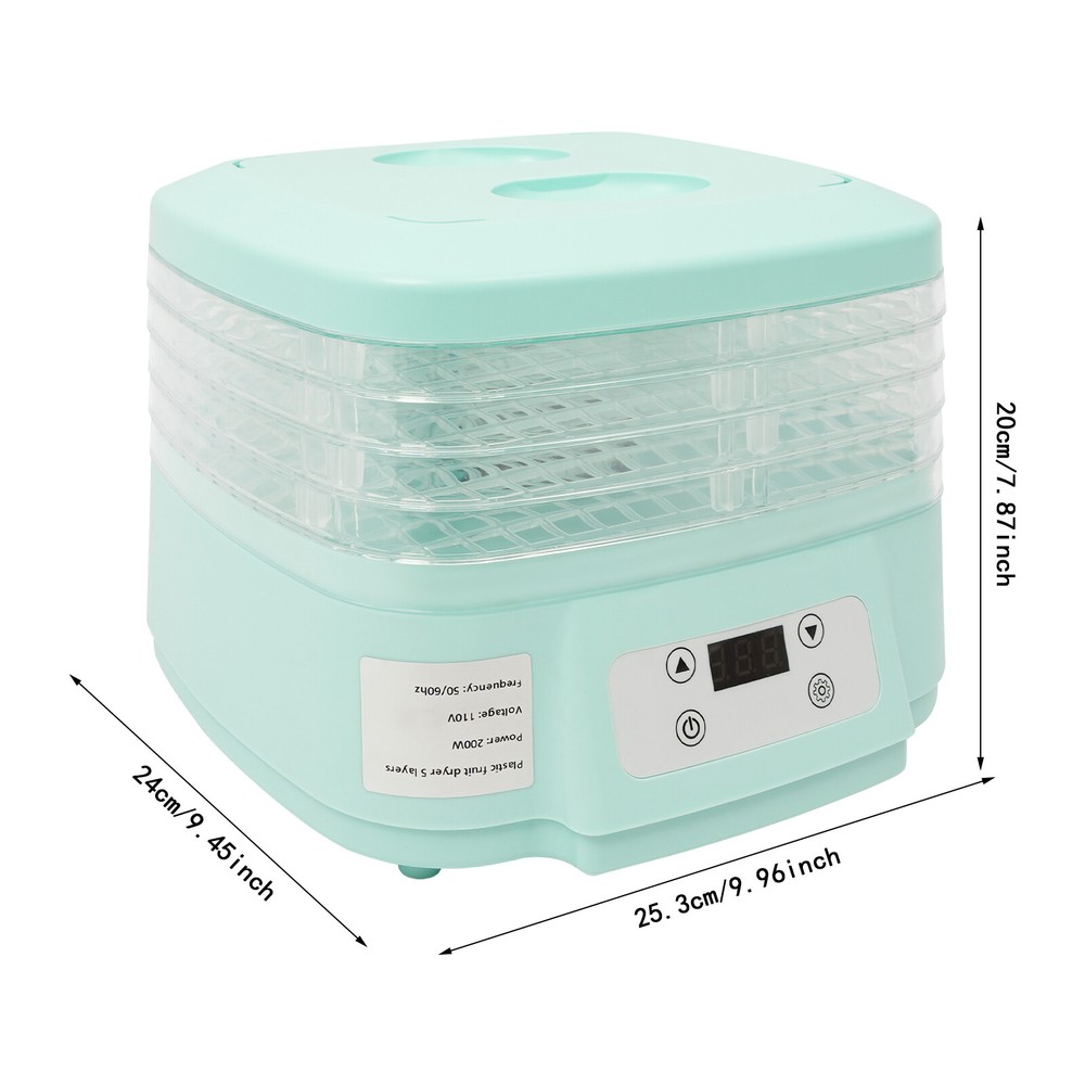 5 Trays Food Dehydrator Machine 200W Adjustable Timer Fruit Drying Machine