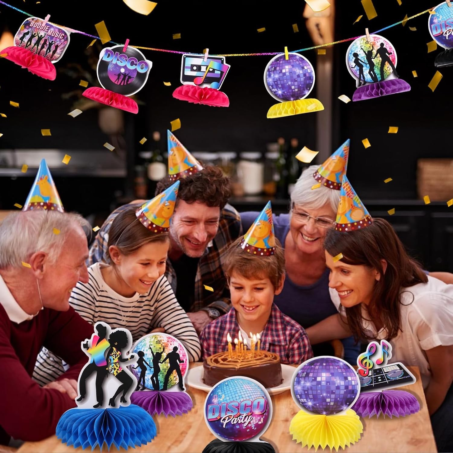 12PCS 70s Party Decorations Honeycomb Centerpieces Disco Theme Party Decorations