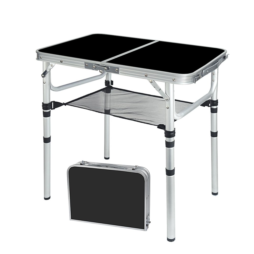 Portable Camping Table, Adjustable Height Aluminum Folding Table, Lightweight...