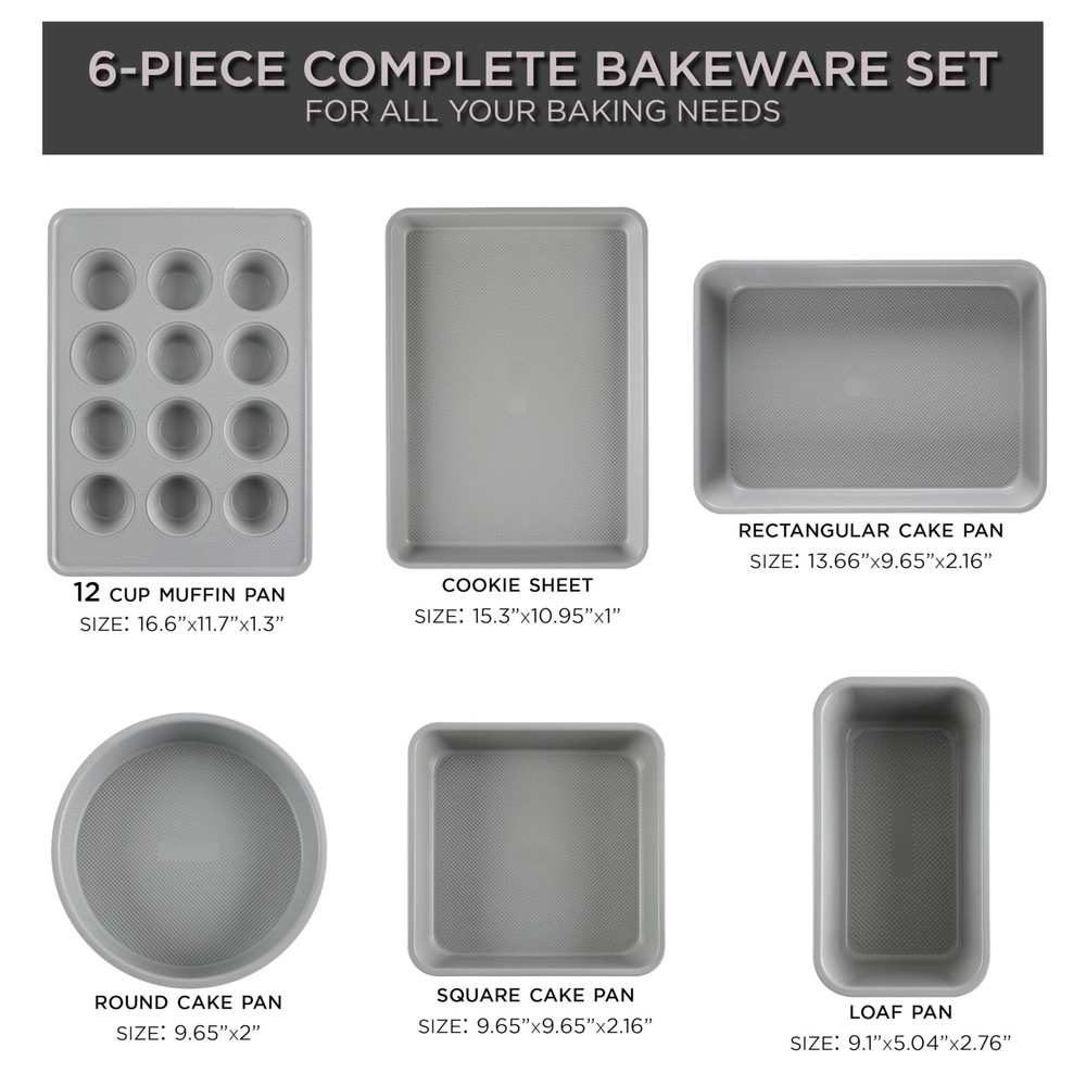 Country Kitchen Nonstick Stackable Bakeware Set - Durable, Easy 6 Pcs, Taupe