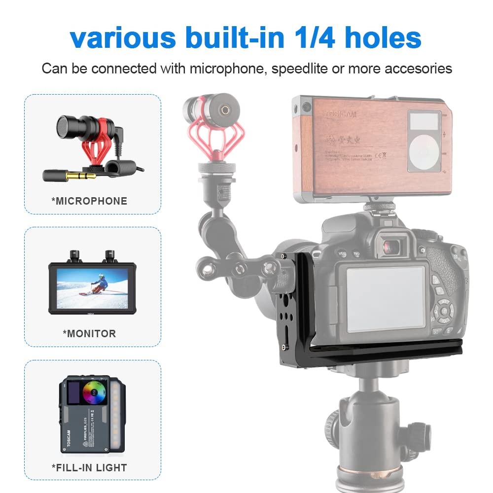 (Real Single One) DSLR Camera L Bracket Quick Release Plate Vertical Black-03