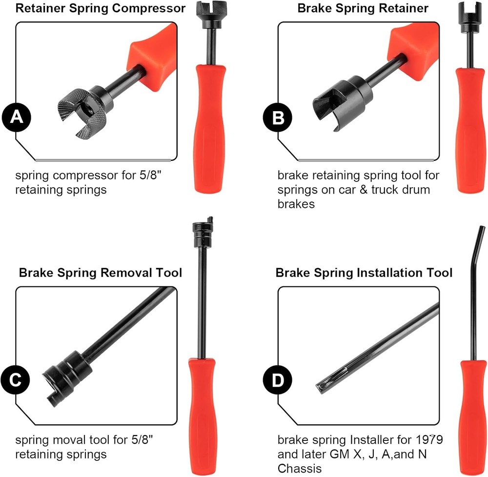 8 PC Drum Brake Tool Kit, Brake Spring Tool Set with Brake Spring Compressor, Ad